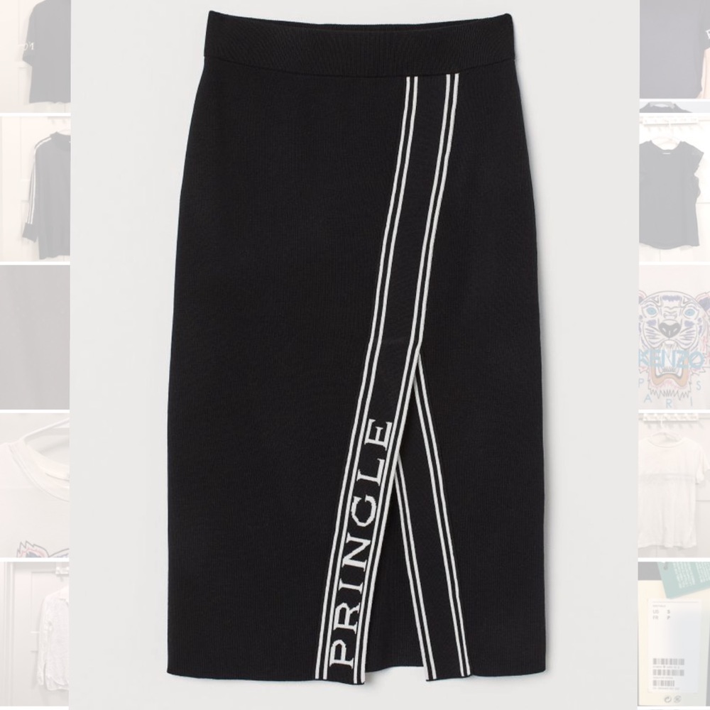 Pringle of Scotland & H&M Knit Black Logo Skirt